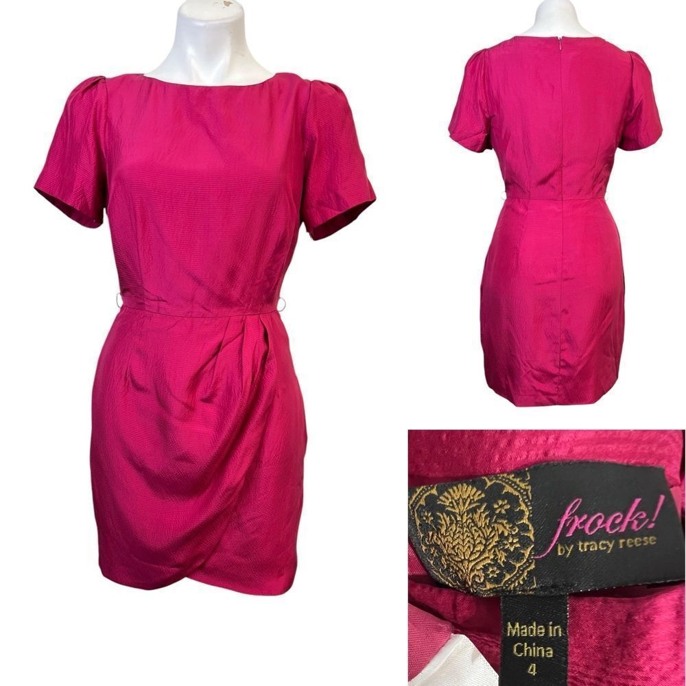 Frock! by Tracy Reese silk dress size 4‎ fuchsia pink office short sleeve office